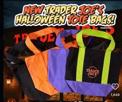 TRADER JOE’S MINI HALLOWEEN CANVAS TOTE BAG RARE LOT OF 4 IN HAND READY TO SHIP