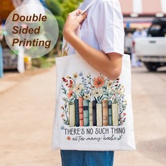Funny Book Lover Tote Bag, Gifts for Readers Women, Reusable Canvas Shoulder Bag