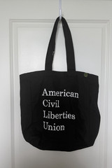 American Civil Liberties Union (ACLU) ECOBAGS Black Reusable Tote Bag 13x15x5