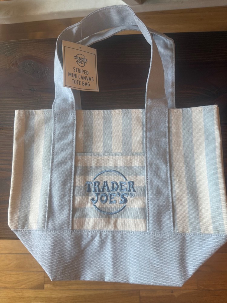 2 New Striped Trader Joes Mini Totes- Limited Edition Free Shipping