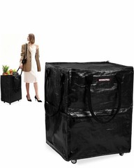 WORKPRO 36-Gallon Large Rolling Grocery Bag Tote 5 Wheels Dual Carry Storage Bag