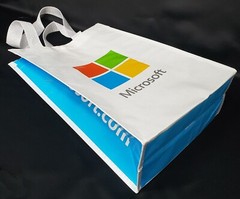 10 Laminated Medium Sized Reusable Microsoft Shopping Tote Bags 12.5″ x 9″ x 4″