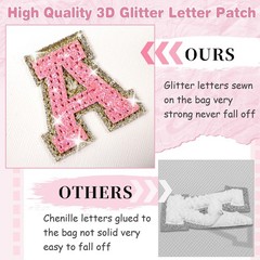 Small Initial Patch Makeup Bag Personalized Gifts Make Up D, White-Pink