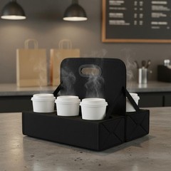 6 Cup Beverage Carrier Sturdy Base Reusable Cup Holder Spill-Proof Transport