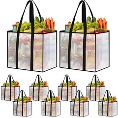 10 Pack Reusable Grocery Bags, Heavy-Duty Shopping Bags with Sturdy Handles, …