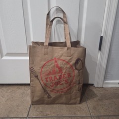 Trader Joe’s Reusable Washable Brown Natural Paper Shopping Grocery Tote Bag