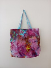 Hand Sewn Tie Dyed Tote Bag, 100% Cotton Canvas Tote, Large Shopping Handmade