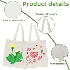 48 Pack Canvas Tote, Reusable Blank Canvas for Shopping,Grocery Bags,DIY Gift…