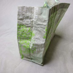 Reusable Green White Shopping Tote Bag Tree Design Light Blue Handles Foldable