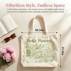 Aesthetic Pickle Lovers Canvas Shoulder Tote Bag – Funny Reusable Women’s Gift