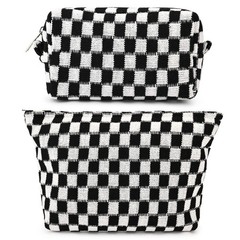 SOIDRAM 2 Pieces Black Makeup Bag Large Checkered Cosmetic Capacity