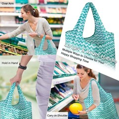 Stylish 12-Pack Foldable Grocery Bags – Large Capacity with Geometric Patterns