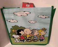 Peanuts Snoopy Charlie Brown Reusable Green Large Shopping Tote Bag with Handle