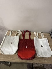 3 Different Lululemon Small Reusable Shopping Gym Lunch Bags Red White & Gray