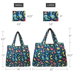 Wrapables Large & Small Foldable Tote Nylon Reusable Grocery Bags, Set of 2