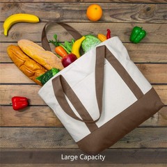 Durable Large Canvas Tote Bag with Zipper – 25L Eco-Friendly Shopping Essential