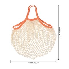 Cotton Mesh Bag, 14.2×13.8″ Mesh Net String Grocery Bags Orange Beige