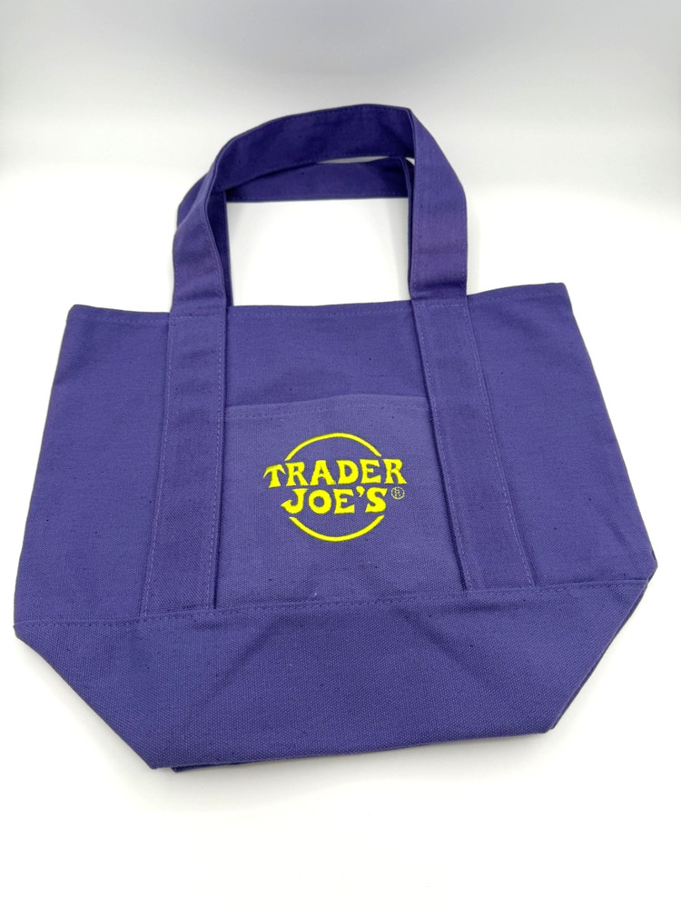 Trader Joe’s Reusable Canvas Tote Bag – Purple & Green – Limited Edition – New