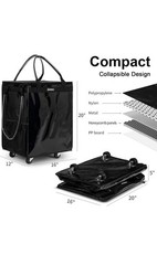(Medium, Black) Reusable Grocery Bag on Wheels, 70L Foldable Rolling Tote, 66Lbs
