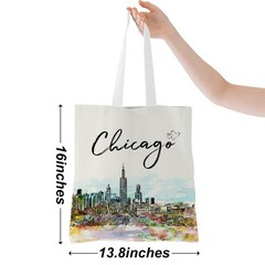Chicago Souvenirs Tote Bag Travel Lover Beach Reusable Grocery Weekender