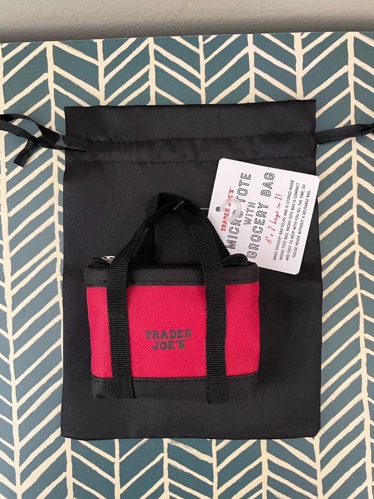 Trader Joe’s Mini Tote Folded 2 in 1 Shopping Bag .Complimentary black dust bag