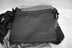 Lot of 25 Shopping Tote Bags BRANDED Black 2 Carry Handles w Bottom Insert