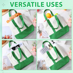 24 Pcs Mini Canvas Tote Bags Bulk with Pocket Small Sublimation Blank Canvas Tot