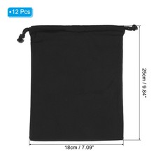 12pcs Polyester Cotton Reusable Drawstring Bags, 7×10″ Dust Bags, Black