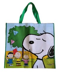 PEANUTS Extra Large Green Reusable SNOOPY Tote Bag with Handle NWOT! Free Ship!