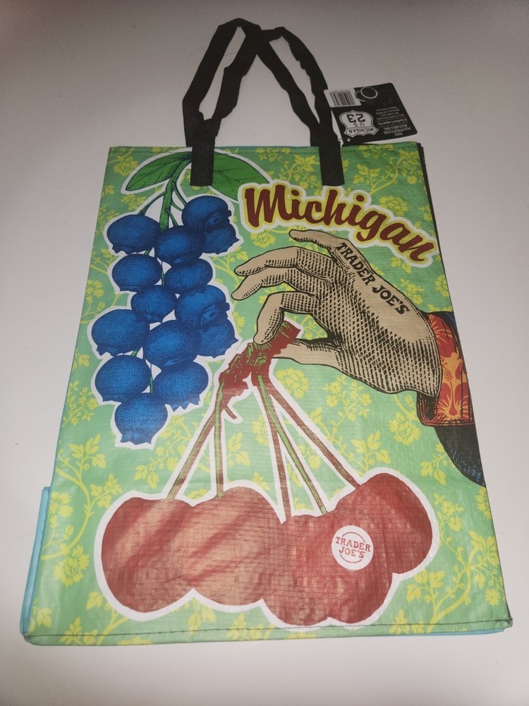 Trader Joes Re-useable Shopping Tote Gift Bag Michigan NEW