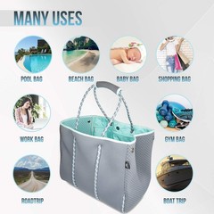 Large Designer Neoprene Beach Bag Tote For Women & Men | Versatile Pool Bag W…
