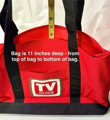 Tote, Bag, Large Heavy Duty Red TV Guide Branded, Includes a Side Pouch