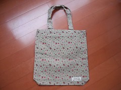 Jute flax cotton small tote shopping bag khaki/ pink floral size 12″x13″ new
