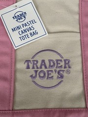 ~ TRADER JOES ~ PASTEL DELICATE PINK COLOR ~ MINI CANVAS TOTE BAG ~ BRAND NEW ~