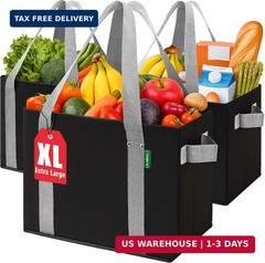 Reusable Grocery Bags 3 Pack Heavy Duty Foldable Shopping Tote Bags