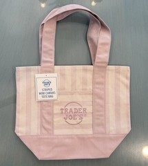Trader Joe’s Limited Mini Canvas Pastel Striped Tote Bag 2026 Pink
