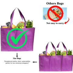 Shopping Bag Reusable Gift & Promotional Bag Wholesale Purple 100 Pack 12x5x16in