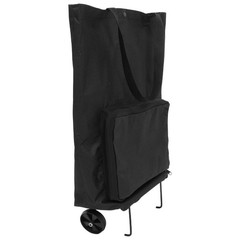 Foldable Wheeled Grocery Bag with Pull Strap Lightweight Oxford Fabric Tote