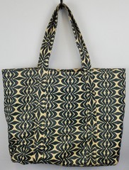 Old Navy Reusable Tote Bag Shopping Drk Blue Beige Geometric
