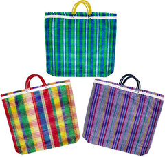3 Large Mesh Market Bags, 20 X 22 Inches, Reusable Grocery Bag, Multicolored