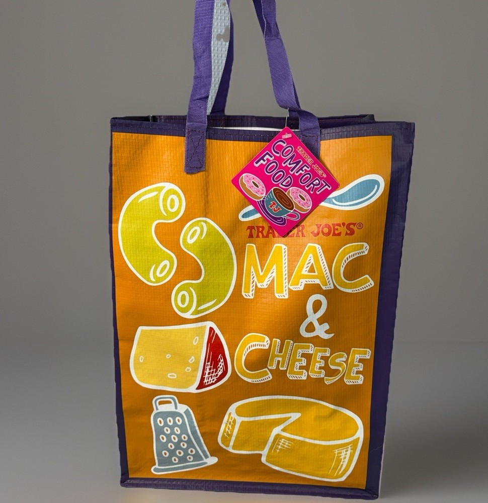NWT Trader Joe’s PBJ Mac Cheese Souvenir Bag Reusable Shopping Grocery Tote Bag