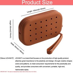 JOVAKIT Small Portable Silicone Makeup Bag for Women with Decorative Brown