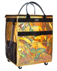 TOJNMAKE Reusable Grocery Bag with Wheels (Large, Glitter Gold), Rolling Shop…