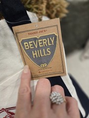 Trader Joe’s Beverly Hills Edition Canvas Reusable Shopping Bag White Navy