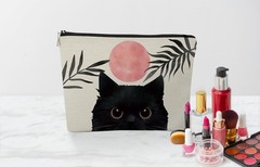 EXUQO Black Cute Cat Makeup Bag, Gifts for Women Teen Girls,