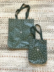 Lululemon Small And Large Dark Red And Green Monogram Reusable Shopping Bags