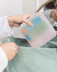 Small Clear Silicone Pouch, Mini Makeup Travel Bag Cute Make up 2-Light Pink