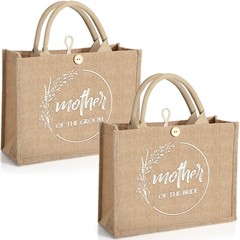 2 PCS Mother Bride Groom Bags Wedding Burlap Jute Tote Bridesmaid 15.8×11.8