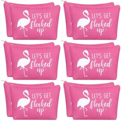 Kacctyen 12 Pcs Flamingo Cosmetic Bags Gifts Let’a Get Flocked up pink, white
