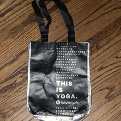 Lululemon Black Foldable Reusable Shopping Bag Plastic Contemporary Text